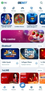Interfaz del casino 1xbet