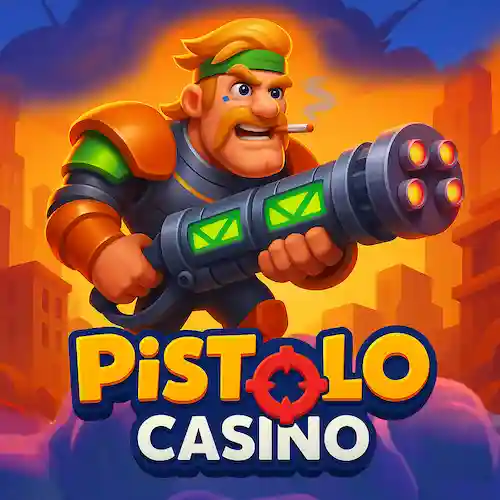 Screenshot der Pistolo App Benutzeroberfläche mit Spielautomat und Navigationsleiste