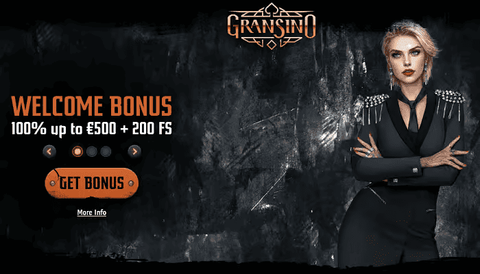 Screenshot of Gransino Casino bonus promotion page showing terms and conditions