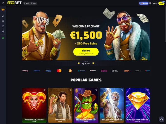 Schermata del casinò BDM Bet che mostra la lobby dei giochi su dispositivo mobile