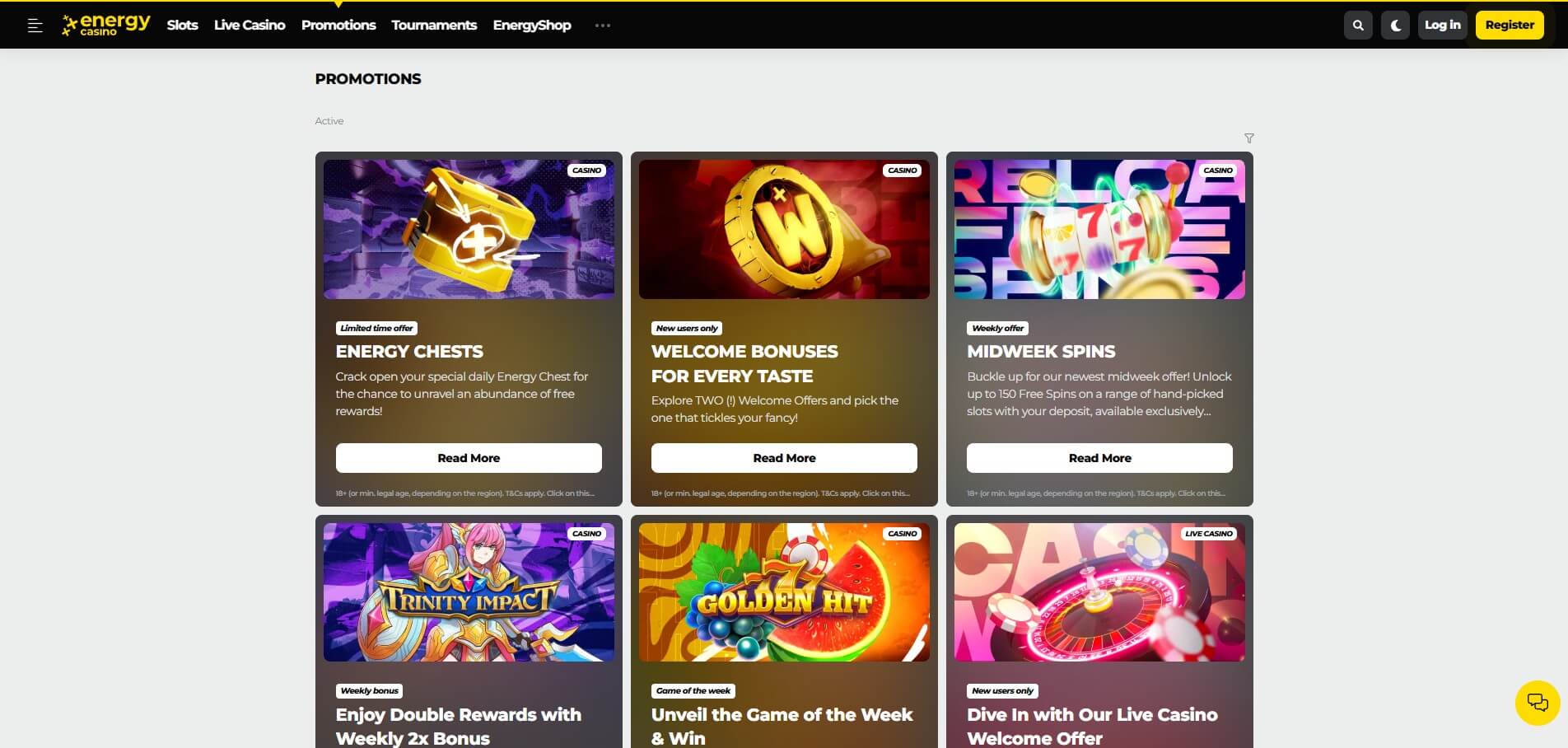 EnergyCasino bónusz felület és ajánlatok