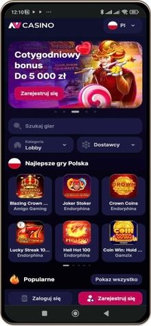 NV Casino Mobile App Interface auf einem Smartphone