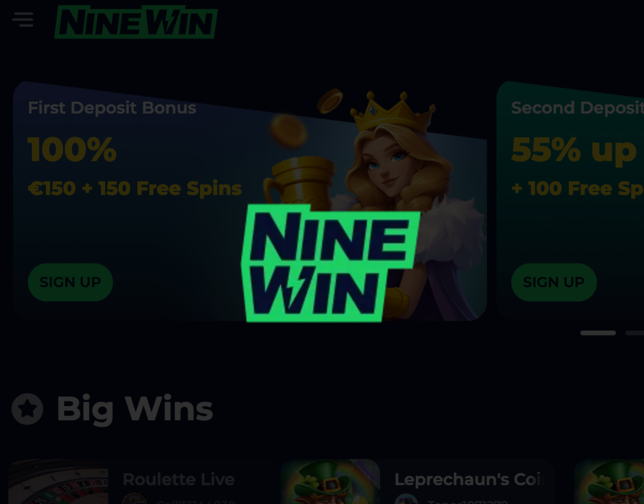 Official Ninewin Casino logo featuring stylized text and graphical elements