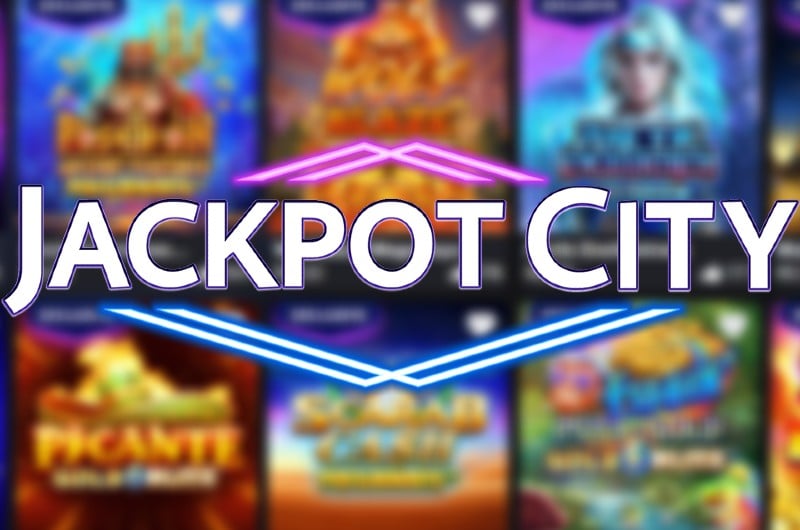 Interface view of Jackpot City online casino showing game lobby on multiple devices