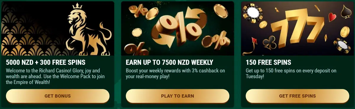 Richard Casino Promotional Banner showcasing free spins offers