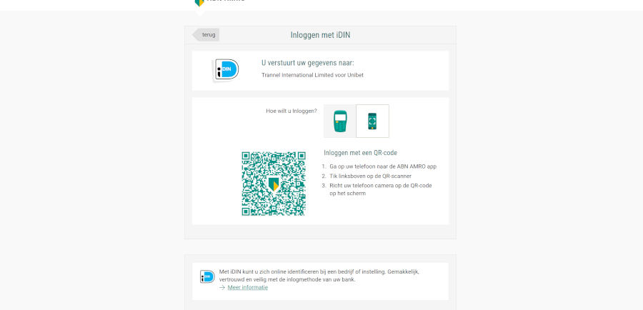 Unibet registratiescherm met invulvelden