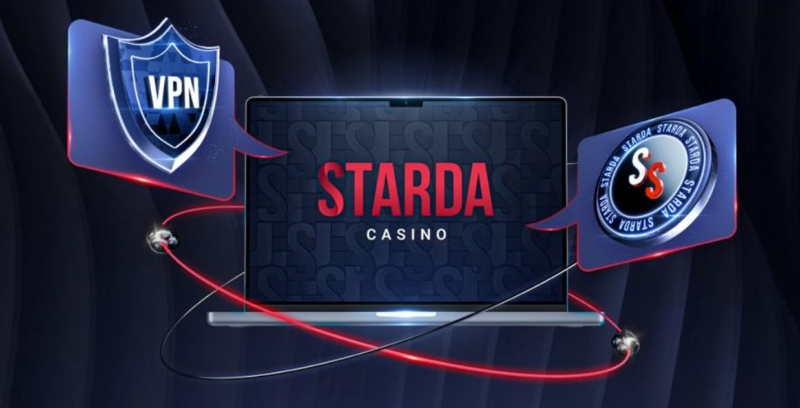 Screenshot der Starda Casino Website mit Spieloberfläche und Logo