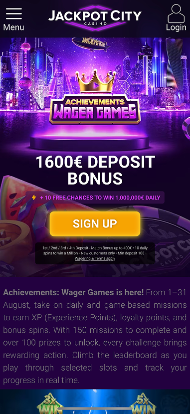 Interface of Jackpot City Casino showcasing slot games on desktop and mobile