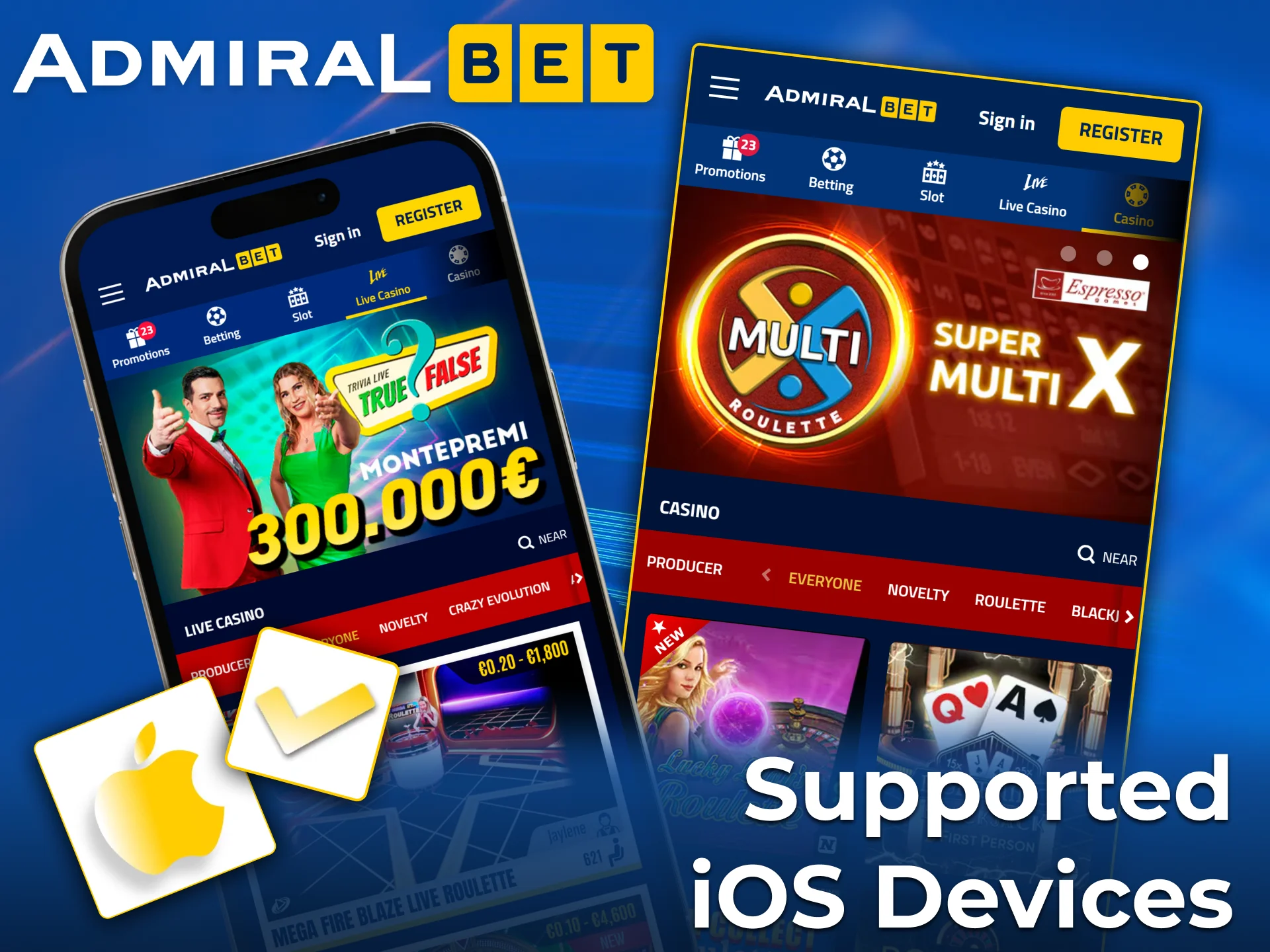 Dispositivi iOS supportati per l app Admiralbet