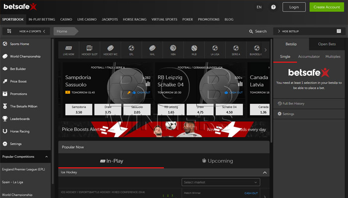 Interfejs kasyna Betsafe Casino