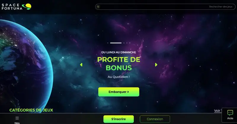 Interface d'inscription Space Fortuna montrant les champs à remplir