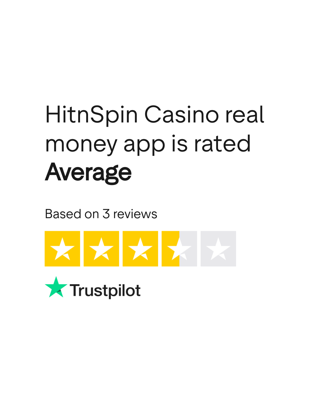 Trustpilot Bewertung für Hitnspin Casino