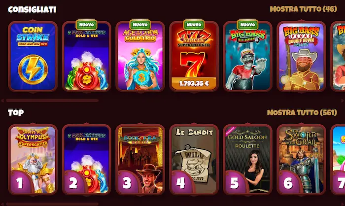 Spieleauswahl im Magius Casino