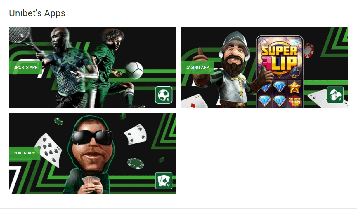 UniBet mobiele app interface op diverse smartphones