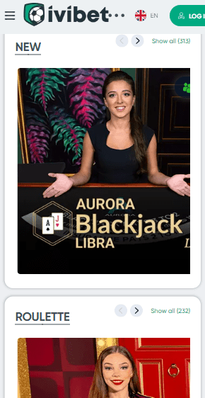 Interfejs aplikacji Ivibet z grami mobilnymi