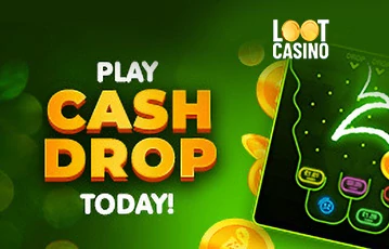 Promotional banner for Loot Casino featuring cash drop events