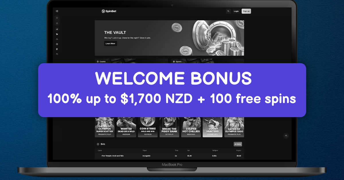 Spinbet Casino interface showcasing slots and games